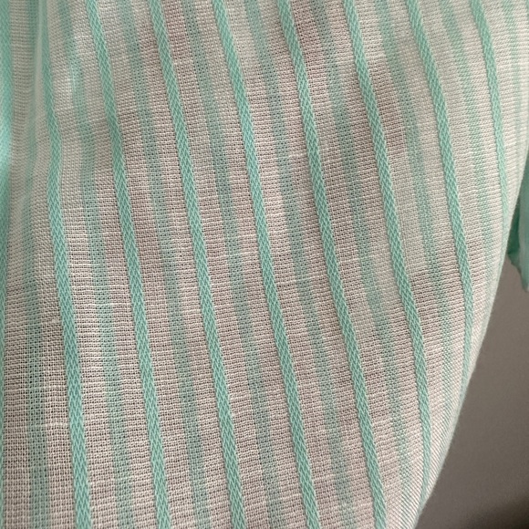 New Massimo Dutti Green Striped Linen Cotton Off Shoulder Top Sz 10 - Picture 6 of 6